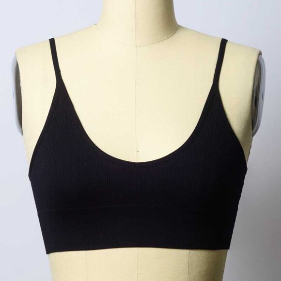 Black Micro Ribbed Bralette - Picture 3 of 3